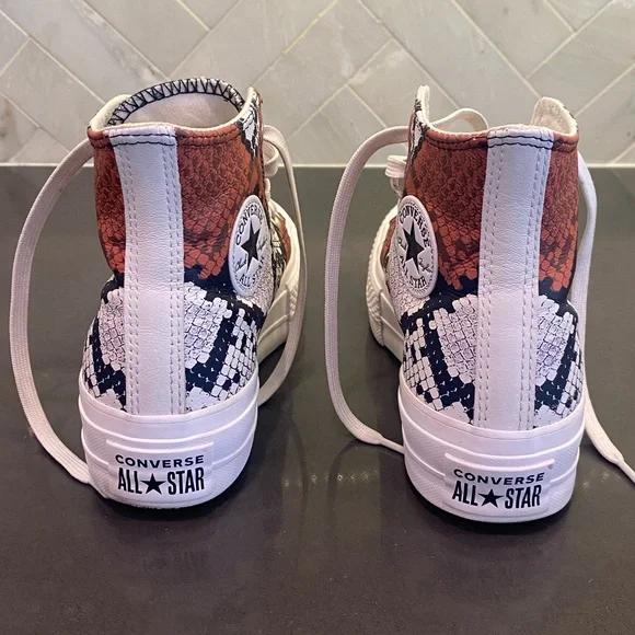 Converse Snake Print High-Top Sneakers - Orange, Black, White - Picture 4 of 5